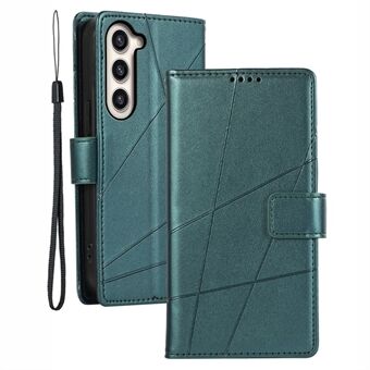 DF-06 for Samsung Galaxy S23 Etui Linjer Preget Folio Flip PU Skinn Telefon Deksel