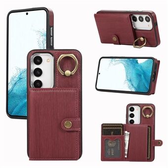 For Samsung Galaxy S23 Lommebok-etui Børstet PU+TPU Stativtelefondeksel