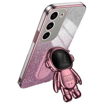 For Samsung Galaxy S23-deksel, PC+TPU Astronaut Kickstand Electroplating-telefondeksel.