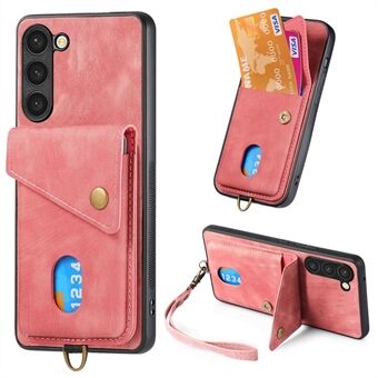 D1 For Samsung Galaxy S23 Kortholder Etui Retro Skinn+TPU Telefondeksel