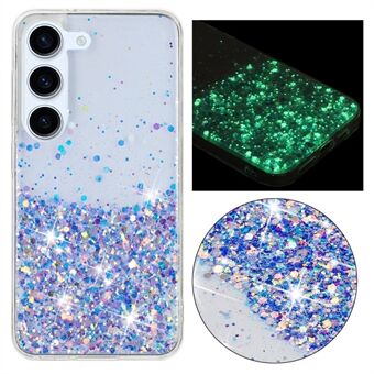 For Samsung Galaxy S23, Lysende Etui med Epoxy Glitter Skimmer, TPU Telefondeksel.