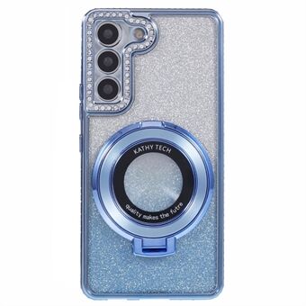 For Samsung Galaxy S23-etui med gradient rhinestone-dekor, TPU-telefondeksel med støtteben.