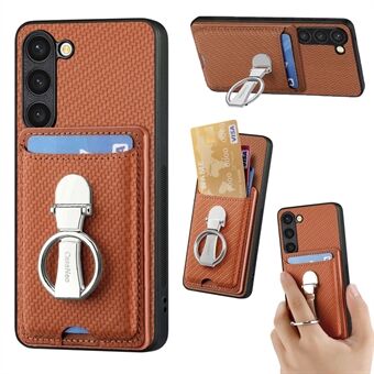 C1-9 for Samsung Galaxy S23 Etui Kortholder Karbonfiber Tekstur Lær + TPU + PC Telefondeksel