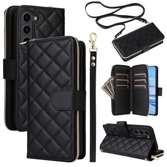 For Samsung Galaxy S23+ Etui Ruter Glidelås Lommebok i Skinn med Stropper