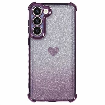 For Samsung Galaxy S23+ Deksel Glitter Gradient TPU Telefonomslag Hjertemønster Forsterkede Hjørner