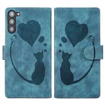 For Samsung Galaxy S23+ Lommebok-etui Søtt kattetrykk PU-skinn Flip-telefondeksel