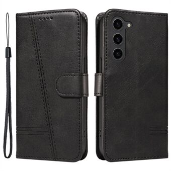 For Samsung Galaxy S23+ - etui med T-formede linjer, lommebok i PU-skinn til mobiltelefonen.