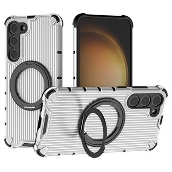 For Samsung Galaxy S23+-deksel vertikale striper ringstativ PC+TPU telefondeksel kompatibelt med MagSafe
