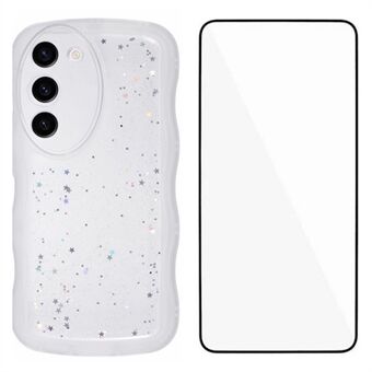 WANLONFENG JWT-serien for Samsung Galaxy S23+ TPU-deksel Epoksytelefondeksel med bølgekant og herdet glass