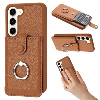 For Samsung Galaxy S23+ Etui Tegning Type Kortspor Litchi Tekstur Lær Bakdeksel med Ring Stativ