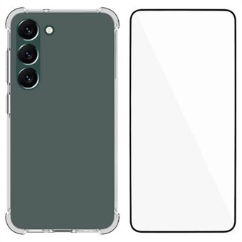 WANLONFENG WL-serien for Samsung Galaxy S23+ Gjennomsiktig TPU-deksel med herdet glassfilm (Stort kamerahull)