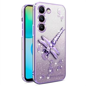 KADEM For Samsung Galaxy S23+ Etui Øyenstikker Ståfunksjon TPU Blomster Glitter Telefondeksel