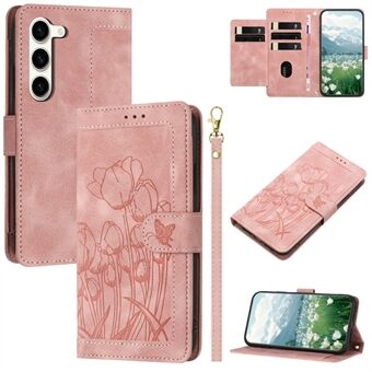 For Samsung Galaxy S23+ Deksel Tulip Skinn Telefondeksel med 5 Kortlommer Lommebok