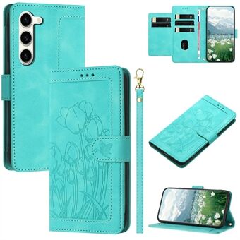 For Samsung Galaxy S23+ Etui Tulipan Lær Telefondeksel med 5 Kortlommer Lommebok