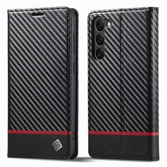 LC.IMEEKE for Samsung Galaxy S23+ Carbon Fiber Texture PU Lær lommebok Telefondeksel Full Protection Stand Deksel