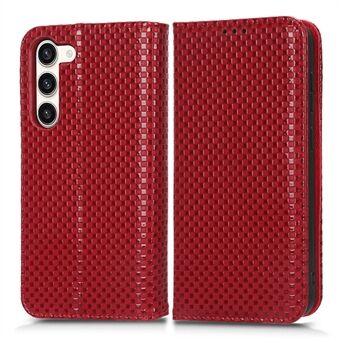 For Samsung Galaxy S23+ Magnetisk autoabsorbert Stand Grid Texture PU-skinn telefonlommebokdeksel