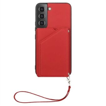 YB Leather Coating Series-2 telefonveske for Samsung Galaxy S23+ Kickstand-kortholder PU-skinnbelagt TPU-deksel med stropp