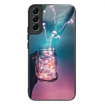 For Samsung Galaxy S23+ TPU-dekselmønster i herdet glass Støtsikkert telefondeksel