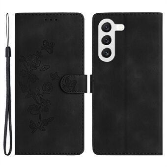 For Samsung Galaxy S23+ Flower Imprinted Anti-drop Shell Wallet Stand Leather Phone Case