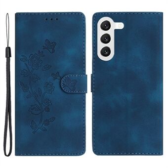 For Samsung Galaxy S23+ Flower Imprinted Anti-drop Shell Wallet Stand Leather Phone Case