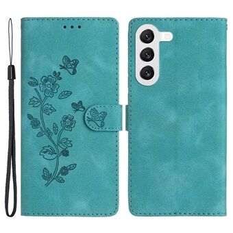 For Samsung Galaxy S23+ Flower Imprinted Anti-drop Shell Wallet Stand Leather Phone Case