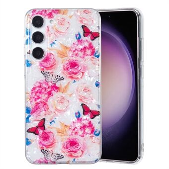 For Samsung Galaxy S23+ Soft TPU-telefonveske Shell-mønster Marmorblomst IMD-deksel