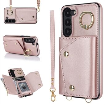 Crossbody-telefondeksel til Samsung Galaxy S23+ Kickstand Glidelåslommebok PU-skinnbelagt TPU-deksel