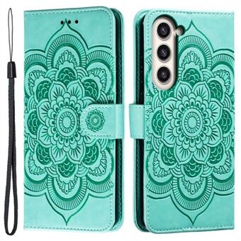 For Samsung Galaxy S23+ Imprinting Mandala Flower Phone Cover Flip PU-skinnstativ Stand