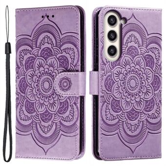 For Samsung Galaxy S23+ Imprinting Mandala Flower Phone Cover Flip PU-skinnstativ Stand