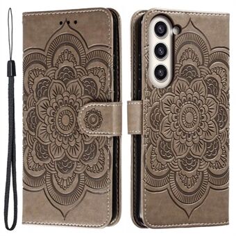 For Samsung Galaxy S23+ Imprinting Mandala Flower Phone Cover Flip PU-skinnstativ Stand