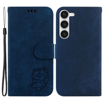 For Samsung Galaxy S23+ Cartoon Tiger Imprint Støtsikker Stand Skinntelefondeksel