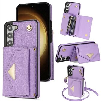 For Samsung Galaxy S23+ etui Organ-kortpose i PU-skinn + TPU-skall med skulderrem