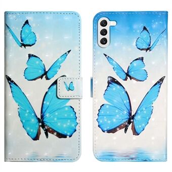 For Samsung Galaxy S23+ Etui PU-skinn 3D-mønstertrykk Lommebok Støtte Telefondeksel - Tri