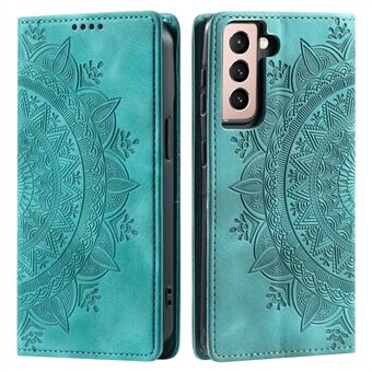 For Samsung Galaxy S23+ etui med preget Mandala-blomst i skinn med lommebok.