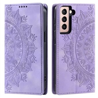 For Samsung Galaxy S23+ Deksel med preget Mandala-blomst i skinn med lommebok.