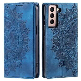 For Samsung Galaxy S23+ Deksel med Inngravert Mandala Blomster Lærdeksel med Lommebok