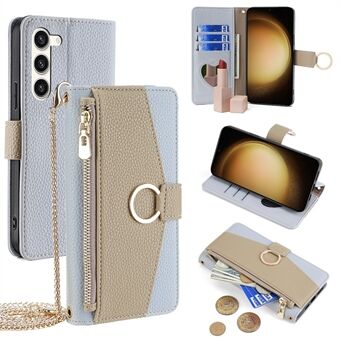 For Samsung Galaxy S23+ Etui PU-lær Lommebok stativ Mobildeksel med Makeup-speil