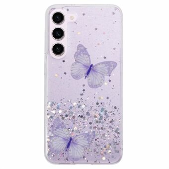 AW-serien for Samsung Galaxy S23+ Deksel TPU+PVC Glitrende Epoxy Telefonveske med Stor Hull for Bakre Linse