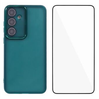 WANLONFENG DKSM-serien for Samsung Galaxy A54 5G TPU-deksel Elektroplettert ramme telefondeksel med herdet glass