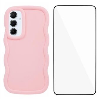 WANLONFENG XL-serien for Samsung Galaxy A54 5G Deksel Bølgekant TPU-deksel med Herdet Glassfilm