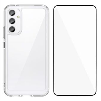 WANLONFENG MF-serien for Samsung Galaxy A54 5G Deksel TPU+Acrylic Gjennomsiktig Telefondeksel med Herdet Glassfilm