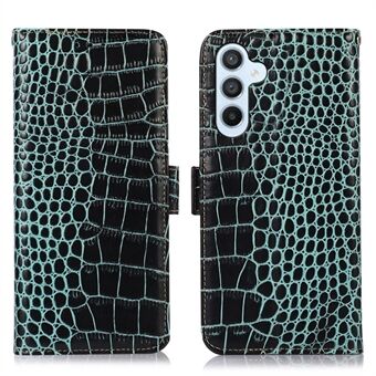 For Samsung Galaxy A54 5G Crocodile Texture telefonveske i ekte okseskinn Stand RFID-blokkerende anti-dråpedeksel