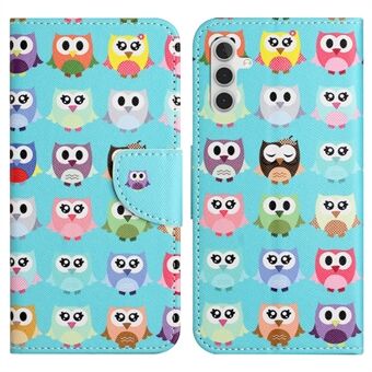 For Samsung Galaxy A54 5G mønsterutskrift PU lær lommebokveske Cross Texture Magnetisk Stand Flip Phone Cover