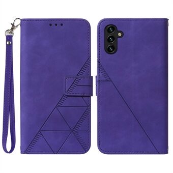 Anti- Scratch telefondeksel for Samsung Galaxy A54 5G YB Imprinting Series-1 PU Leather Business Imprinted Lines Telefonveske Stand lommebok med håndstropp