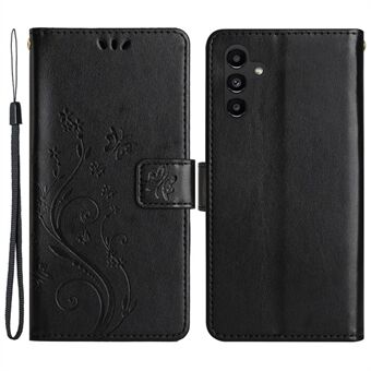 For Samsung Galaxy A54 5G Anti-slipp Flower Butterfly-påtrykt Flip-telefondeksel Støtsikkert PU-skinn telefonveske Stand