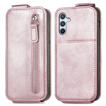 For Samsung Galaxy A54 5G Vertical Flip-telefonveske Støvtett PU-skinn Glidelås Lommebok Sammenleggbart Stand