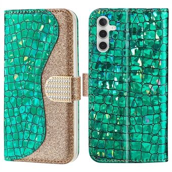 For Samsung Galaxy A54 5G Lommebok PU-skinnveske Glitter Splicing Crocodile Texture Stand Telefondeksel