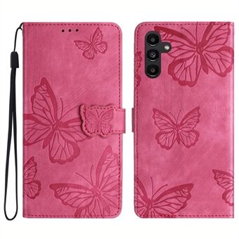 For Samsung Galaxy A54 5G Stand i skinn-telefonveske Butterfly-påtrykt lommebokdeksel