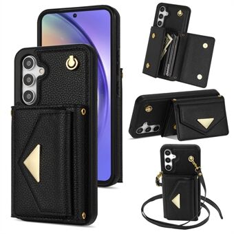 For Samsung Galaxy A54 5G Case with Card Holder, Cell Phone PU Leather+TPU Cover med Skulderrem.