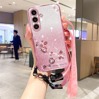 KADEM for Samsung Galaxy A54 5G støtsikker telefonveske TPU glitter telefondeksel med stropp.